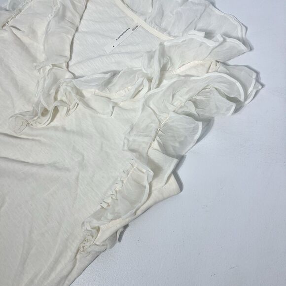 Anthropologie Shirt M Cream Ruffled Classy Sophisticated Whimsical Romantic - Picture 3 of 8